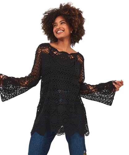 Joe Browns Damen Boho-Häkelstrick, Strand-Überzug Pullover, Schwarz, L von Joe Browns