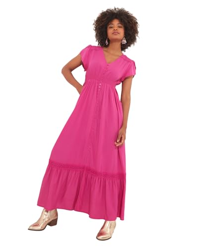 Joe Browns Damen Boho-Maxikleid mit Farbblock-Knöpfen und Taschen Kleid, Rose, 38 Zierlich von Joe Browns