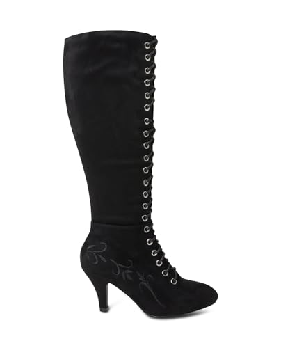 Joe Browns Damen Boho bestickte Schnürstiefel aus Wildlederimitat Kniehohe Stiefel, Schwarz, 38 EU Weit von Joe Browns