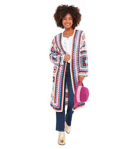 Joe Browns Damen Bold Colorful Relaxed Fit Crochet Maxi Cardigan Strickjacke, Multi, L von Joe Browns