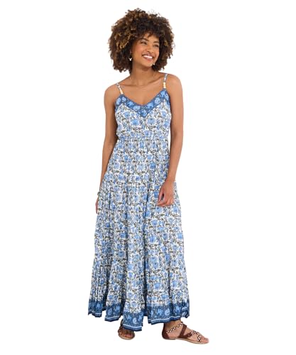 Joe Browns Damen Border Print V-Neck Strappy Crinkle Cotton Maxi Sundress Kleid, blau, 36 Joe Browns Damen Border Print V-Neck Strappy Crinkle Cotton Maxi Sundress Kleid, blau, 36 von Joe Browns