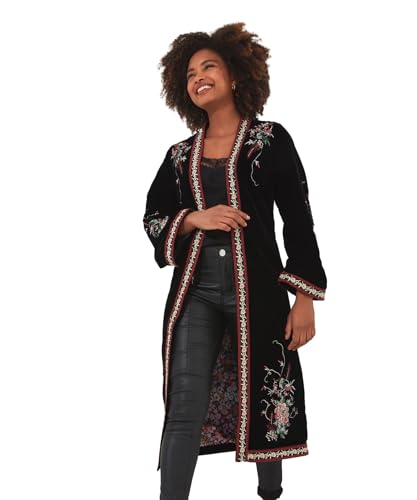 Joe Browns Damen Boutique bestickte Lange Kimono-Samtjacke Jacke, Schwarz, 38 von Joe Browns