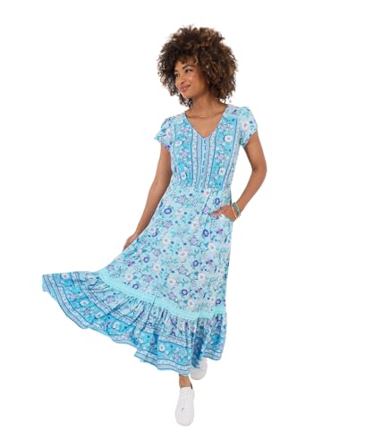 Joe Browns Damen Button Detail Border Print Maxi Dress Kleid, blau, 36 von Joe Browns