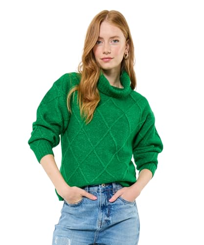 Joe Browns Damen Classic Green Roll Neck Diamond Knit Jumper Pullover, grün, 34 von Joe Browns