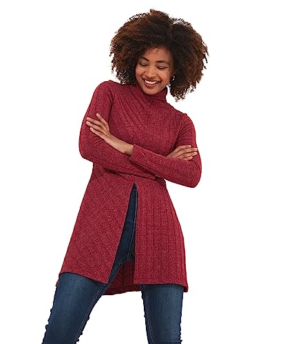 Joe Browns Damen Comfy Ribbed Co-Ord Turtleneck Long Sleeve Top Tunic Shirt, Berry, 44 von Joe Browns