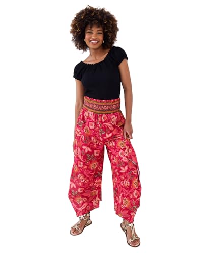 Joe Browns Damen Contrast Floral Border Print Relaxed Fit Trousers Lässige Hose, Rose, 42 von Joe Browns