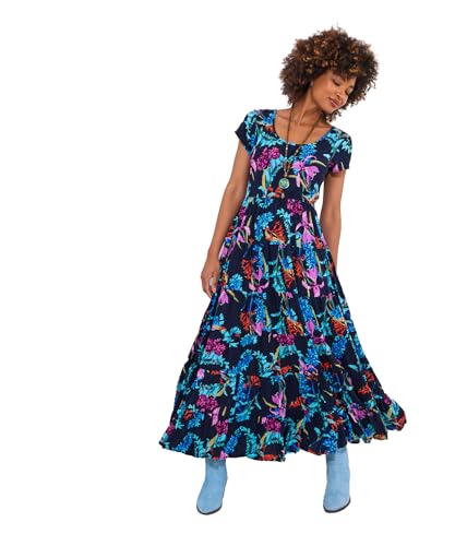 Joe Browns Damen Dark Floral Print Full Skirt Crinkle Maxi Dress Kleid, Navy, 36 Joe Browns Damen Dark Floral Print Full Skirt Crinkle Maxi Dress Kleid, Navy, 36 von Joe Browns