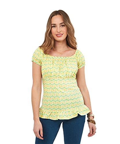 Joe Browns Damen Dezentes Blumenmuster Landhausgarten-Oberteil T-Shirt, gelb, 40 von Joe Browns