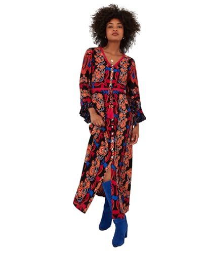 Joe Browns Damen Dramatic Sleeve Button-Through Boho Maxi Dress Lässiges Kleid, Orange, 32 von Joe Browns