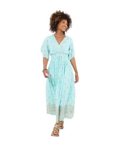 Joe Browns Damen Embellished Boho Border Trim Maxi Dress Kleid, Aqua, 40 von Joe Browns
