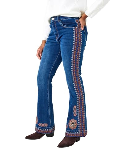 Joe Browns Damen Embroidered Detail Boho Flared Jeans, blau, 42 von Joe Browns