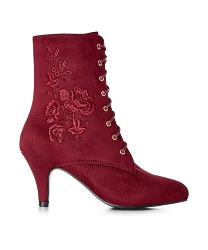 Joe Browns Damen Embroidered Lace-up Heeled Ankle Boots Stiefelette, rot, 40 EU Weit von Joe Browns