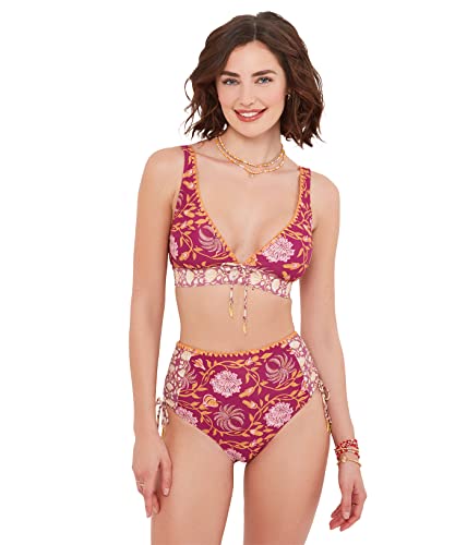 Joe Browns Damen Figurschmeichelnder Bikinihose im Boho-Stil mit hoher Taille Bikini, Himbeere Multi, 40 von Joe Browns