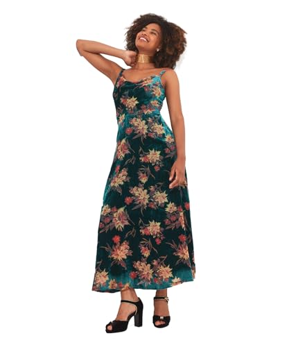 Joe Browns Damen Floral Devore Spaghettiträger Wasserfallausschnitt Samt Kleid für besondere Anlässe, grün, 36 von Joe Browns