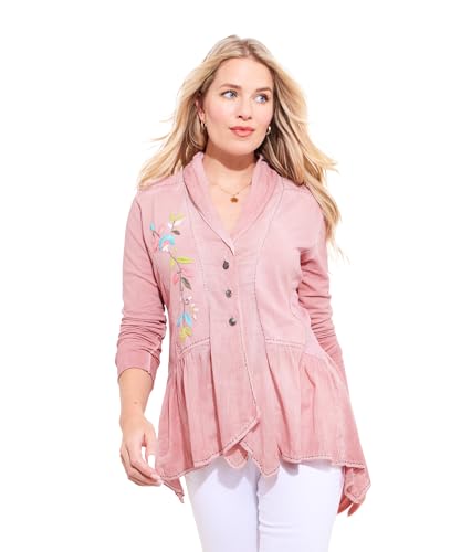 Joe Browns Damen Floral Embroidered Button Through Jersey Top Hemd, Rose, 38 von Joe Browns