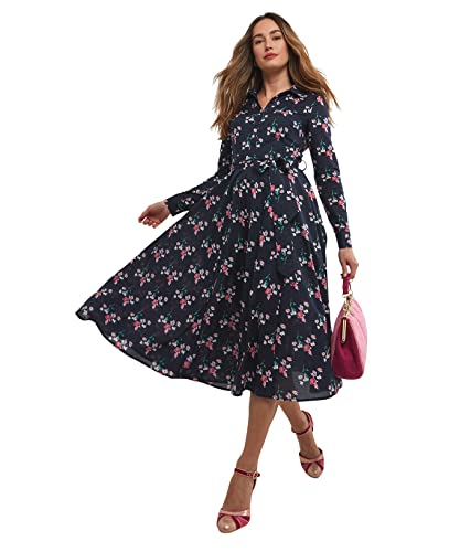 Joe Browns Damen Floral Gürtel Full Shirt Kleid Lässiges Abendkleid, blau, 42 von Joe Browns