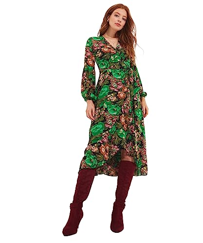 Joe Browns Damen Floral Tie Side Ballon Sleeve Maxi Wrap Casual Dress, Multi, 42 von Joe Browns