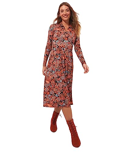 Joe Browns Damen Floral Zip Front Supersoft Jersey Midi Casual Dress, Multi, 40 von Joe Browns