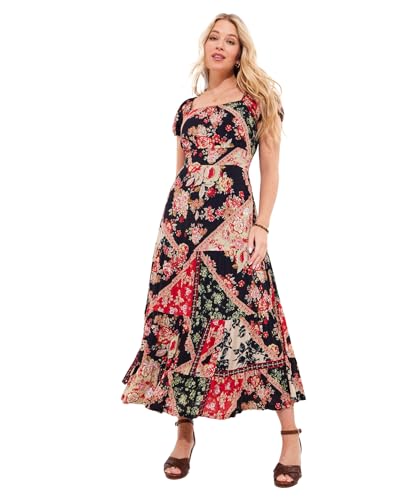 Joe Browns Damen Flowy Patchwork Maxi Dress Kleid, Schwarz, 42 von Joe Browns