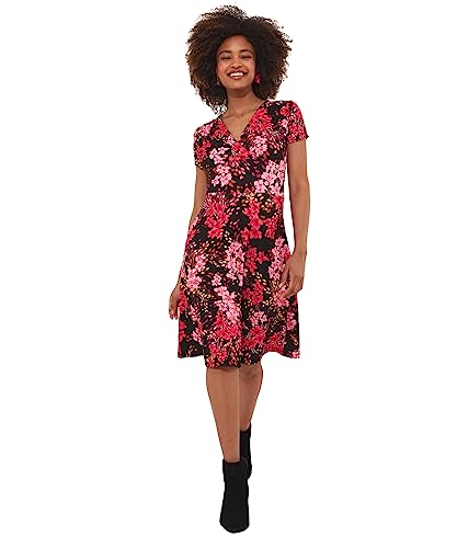 Joe Browns Damen Flral Pleated Wrap Front Knee Length Jersey Casual Dress, Multi, 44 von Joe Browns