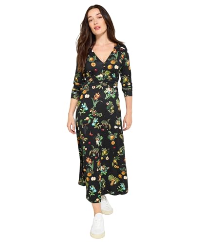 Joe Browns Damen Fruit Print Long Sleeve Midi Jersey Dress Kleid, Schwarz, 38 Joe Browns Damen Fruit Print Long Sleeve Midi Jersey Dress Kleid, Schwarz, 38 von Joe Browns