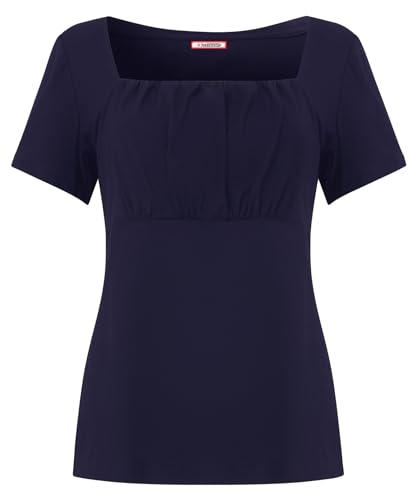 Joe Browns Damen Geraffte Brust, gerüschte Vorderseite, Kurze Ärmel, Jersey-Oberteil Hemd, Navy, 36 von Joe Browns