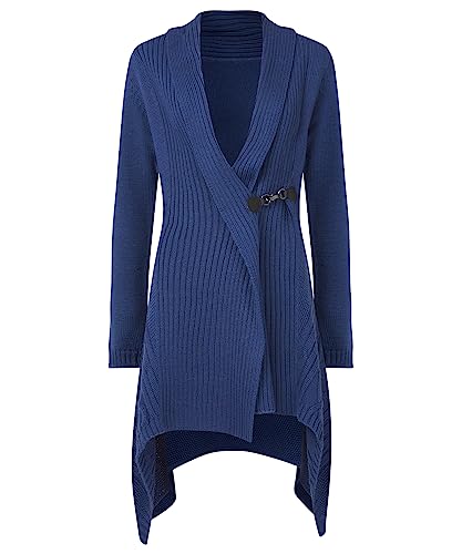 Joe Browns Damen Gerippter Strick-Cardigan mit abgesetztem Saum und Schnalle Strickjacke, Navy, 34 von Joe Browns