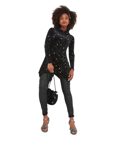 Joe Browns Damen Glitter Star Cowl Neck Velvet Tunic Mini Dress Kleid für besondere Anlässe, Black, 42 von Joe Browns