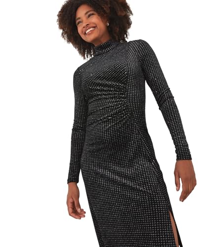 Joe Browns Damen Glitzerndes Midikleid mit gerafften Seiten und hohem Ausschnitt Kleid für besondere Anlässe, Schwarz, 42 von Joe Browns