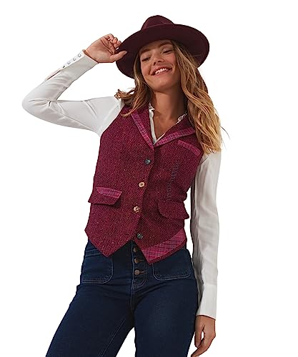 Joe Browns Damen Herbstliche Tweed mit klassischen Karomuster Weste, Beere, 38 von Joe Browns