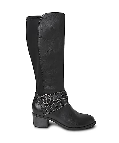 Joe Browns Damen Kniehohe Flache Biker-Stil Mode-Stiefel, Schwarz, 36 EU Weit von Joe Browns