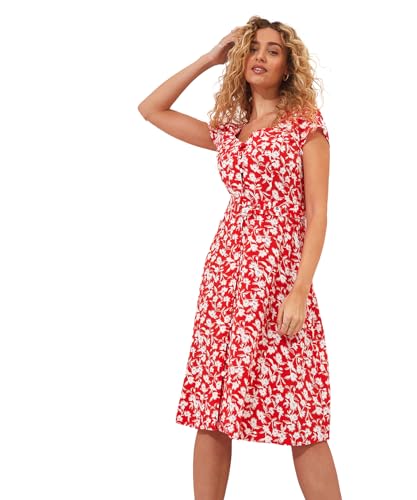 Joe Browns Damen Knielanges Knitterkleid mit Blumenmuster und Gürtel Kleid, rot, 32 Joe Browns Damen Knielanges Knitterkleid mit Blumenmuster und Gürtel Kleid, rot, 32 von Joe Browns