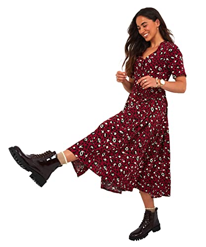 Joe Browns Damen Kurzärmeliges Knopfleiste und Tierdruck Lässiges Kleid, rot, 36 von Joe Browns