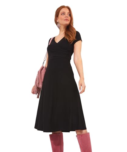 Joe Browns Damen Kurzärmeliges Wickelkleid aus Jersey, A-Linie, Farbblock Kleid, Schwarz, 40 von Joe Browns