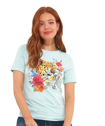 Joe Browns Damen Kurzärmliges Leopardenmuster und Rundhalsausschnitt T-Shirt, grün, 44 von Joe Browns