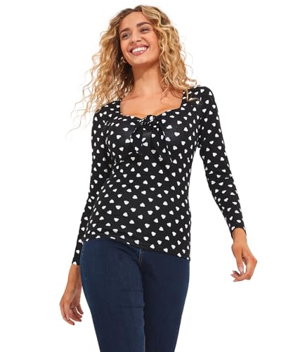 Joe Browns Damen Langärmeliges Jersey-Top mit Sweetheart-Ausschnitt und Schnürung vorne Hemd, Multi, 40 von Joe Browns