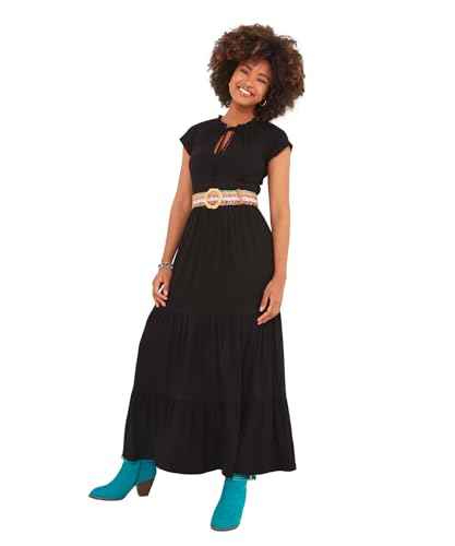 Joe Browns Damen Maxikleid aus Jersey mit Quaste, gestufter Rock im Boho-Stil Kleid, Schwarz, 38 von Joe Browns