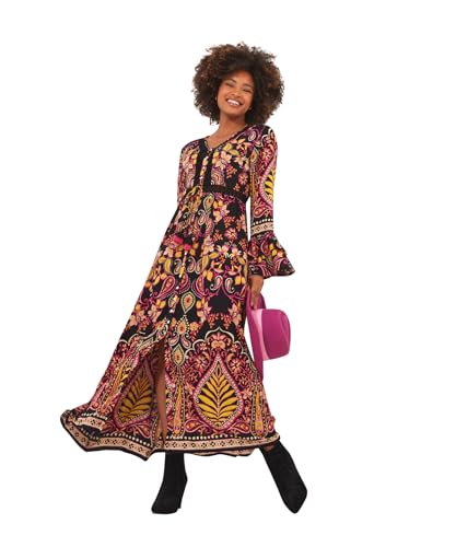 Joe Browns Damen Maxikleid im Boho-Stil, mit Knopfleiste und Schnürung an der Taille Kleid, Multi, 40 S von Joe Browns