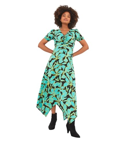 Joe Browns Damen Maxikleid mit Blumenmuster und Puffärmeln und Kordelzug an der Taille Kleid, grün, 44 von Joe Browns