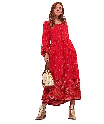 Joe Browns Damen Midaxi Boarder-Print und lockerer Passform Lässiges Kleid, rot, 40 von Joe Browns