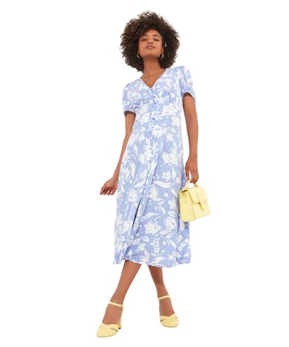 Joe Browns Damen Midi-Teekleid mit Blumenmuster, Empire-Taille, kurzärmelig Kleid, blau, 44 von Joe Browns