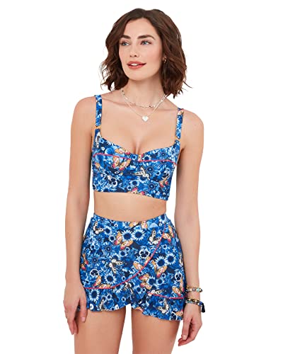 Joe Browns Damen Mix and Match Bikinioberteil im Retro-Stil, langärmelig Bikini, Aqua Multi, 44 von Joe Browns