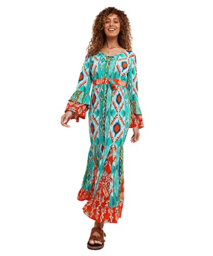 Joe Browns Damen Patterned Long Sleeve Button Through Tie Waist Maxi Casual Dress, Multi, 38 von Joe Browns