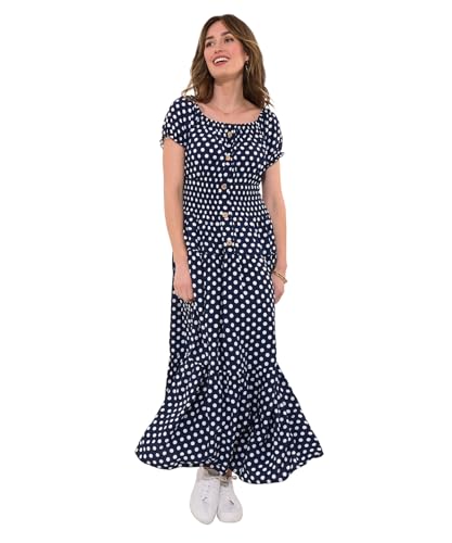 Joe Browns Damen Polka Dot Button Through Maxi Dress Kleid, Navy, 42 von Joe Browns