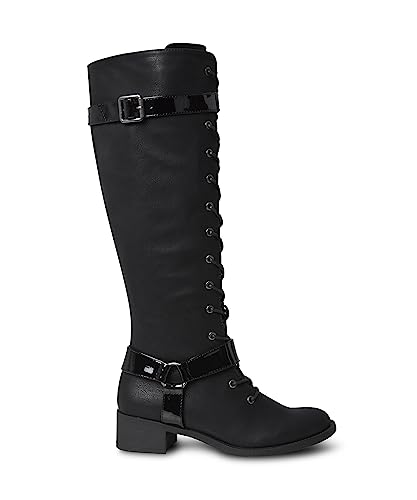 Joe Browns Damen Pu Detail Knee High Rider Boots Mode-Stiefel, Schwarz, 39 EU Weit von Joe Browns