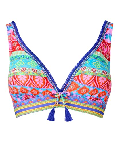 Joe Browns Damen Recycled Content Patchwork Tassel Trim Top Bikini, Blau/Mehrfarbig, 42 von Joe Browns