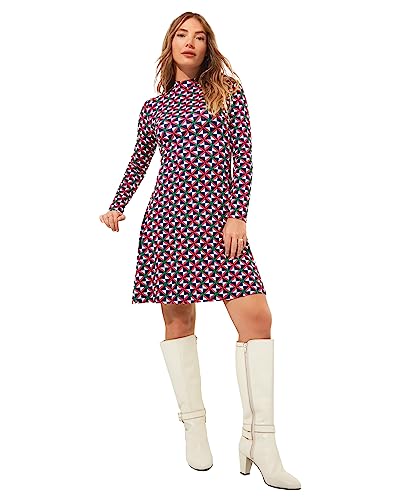 Joe Browns Damen Retro Geometric Print High Neck Jersey Skater Casual Dress, Multi, 34 von Joe Browns