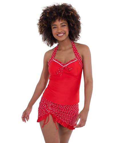 Joe Browns Damen Retro Polka Dot Frilly Ruched Swim Skirt Schwimm-Slips, rot, 42 von Joe Browns