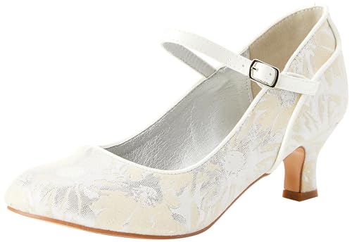 Joe Browns Damen Shimmery Jacquard Mary Jane Absatzschuhe Pumps, Silber, 37 EU Weit von Joe Browns