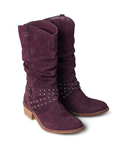 Joe Browns Damen Slouch Boots mit Schnalle und Nieten aus Wildleder Mode-Stiefel, Dunkles Erika, 35.5 EU von Joe Browns